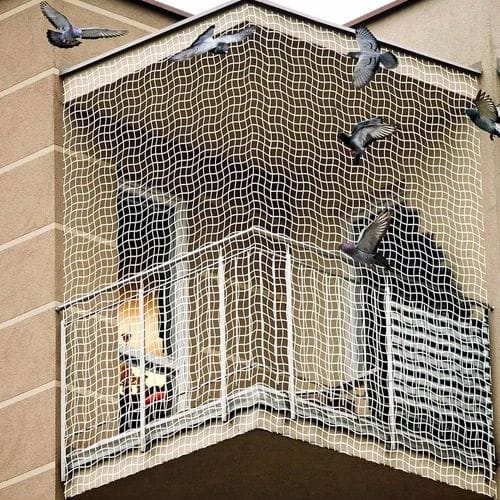 Bird net installation on balcony